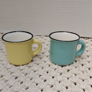Yellow and Blue Enamel Mug Set